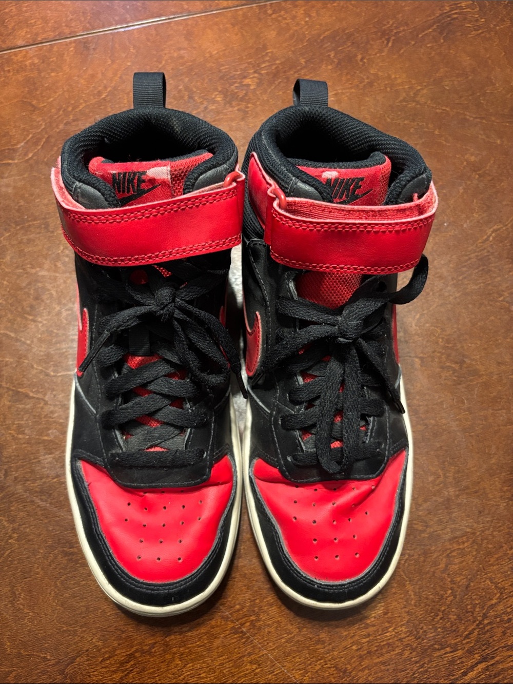 Nike Kids High-Top Sneakers in Red and Black